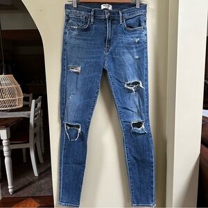 AGOLDE Women's Sophie High Rise Size 28 Distressed Medium Blue Skinny Jeans